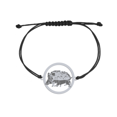 Silver Alpine Dachsbracke engraved string bracelet - MEJK Jewellery
