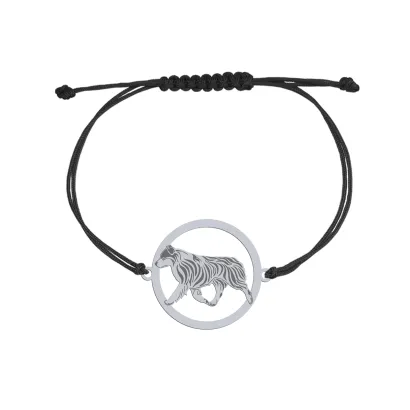 Silver Mini Aussie Shepherd engraved string bracelet - MEJK Jewellery