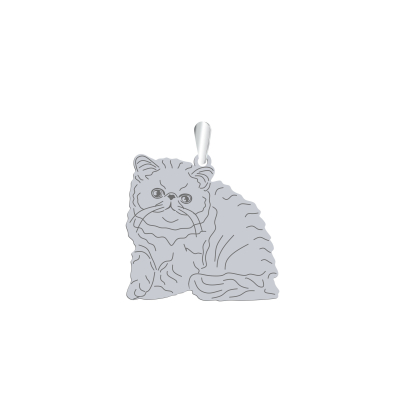 Silver Exotic Shorthair Cat pendant, FREE ENGRAVING - MEJK Jewellery