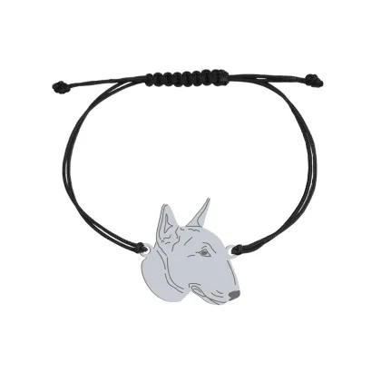 Bransoletka z psem Miniature Bull Terrier srebro sznurek GRAWER GRATIS - MEJK Jewellery