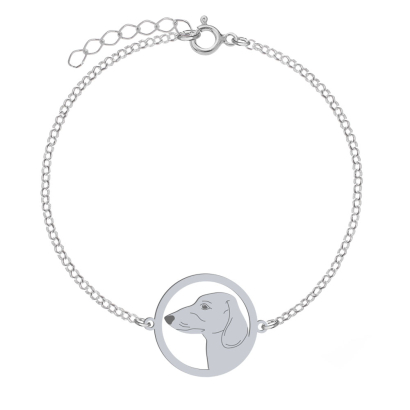 Silver Short-haired dachshund engraved bracelet - MEJK Jewellery