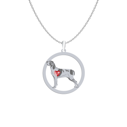 Silver  Bracco Italiano engraved necklace with a heart - MEJK Jewellery