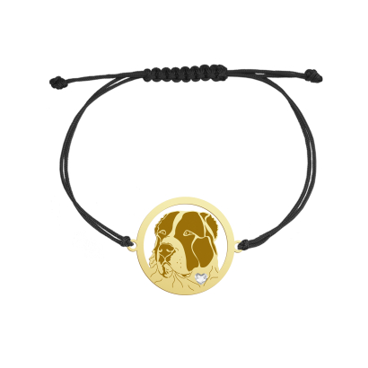 Pozłacana bransoletka Owczarek Środkowoazjatycki sznurek GRAWER GRATIS - MEJK Jewellery