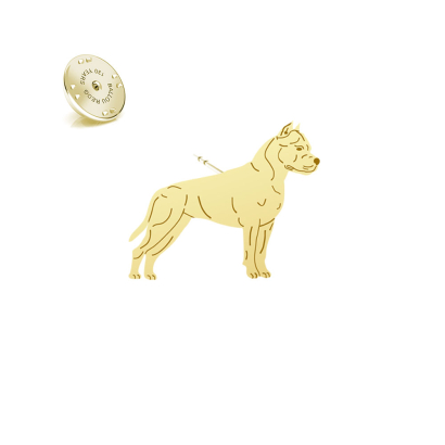 Wpinka Pozłacana z psem American Staffordshire Terrier - MEJK Jewellery