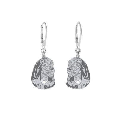 Silver Bearded Collie engraved earrings - MEJK Jewellery