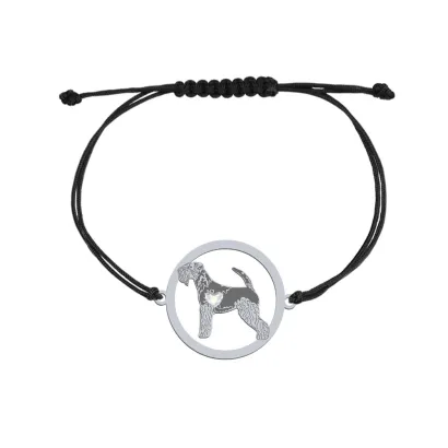 Silver Lakeland Terrier string bracelet with a heart, FREE ENGRAVING - MEJK Jewellery