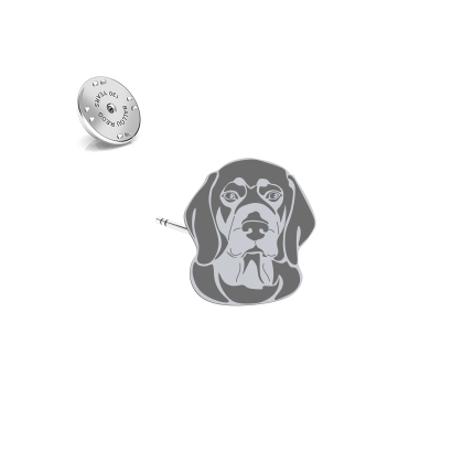 Silver Alpine Dachsbracke pin with a heart - MEJK Jewellery