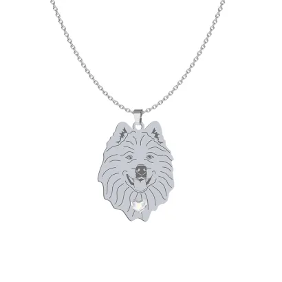Silver Samoyed necklace with a heart, FREE ENGRAVING - MEJK Jewellery