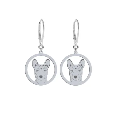 Silver Basenji engrved earrings - MEJK Jewellery