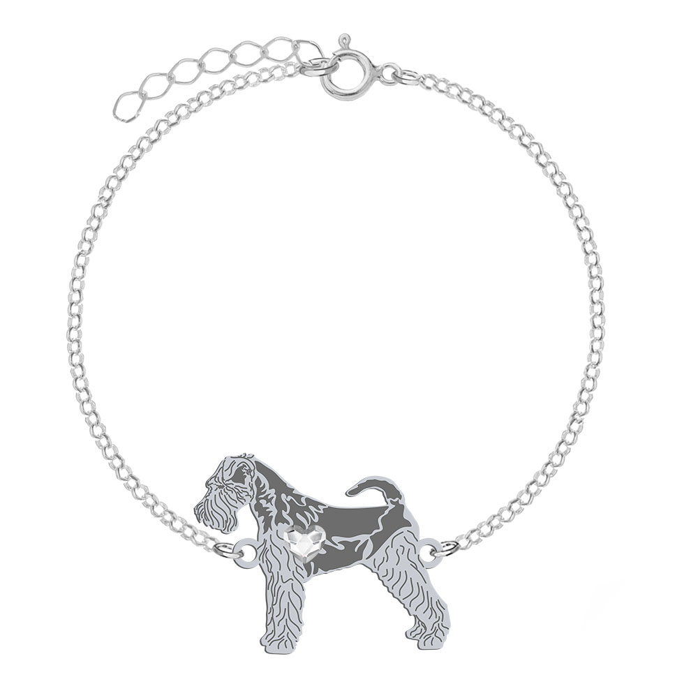 Silver Welsh Terrier engraved bracelet with a heart - MEJK Jewellery
