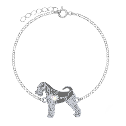 Silver Welsh Terrier engraved bracelet with a heart - MEJK Jewellery