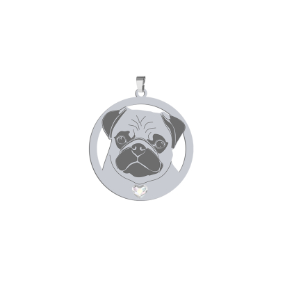 Silver Pug pendant, FREE ENGRAVING - MEJK Jewellery
