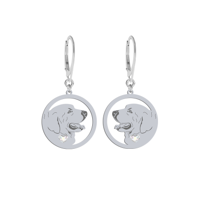 Silver Tatra Shepherd Dog earrings with a heart, FREE ENGRAVING - MEJK Jewellery