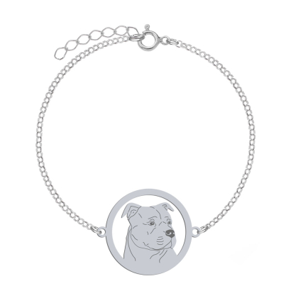 Silver American Staffordshire Terrier-Amstaff engraved bracelet - MEJK Jewellery