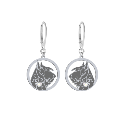 Silver Scottish Terrier engraved earrings with a heart - MEJK Jewellery