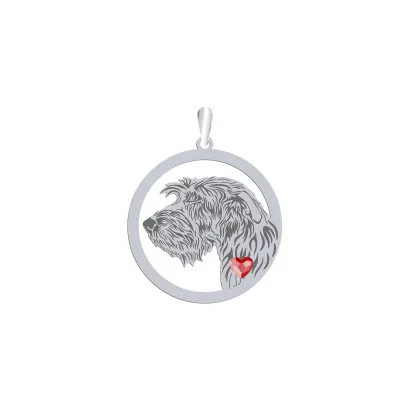 Silver  Irish Wolfhound  engraved pendant with a heart - MEJK Jewellery