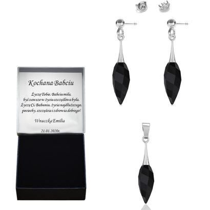  earrings pendant  crystals - silver rhodium plated