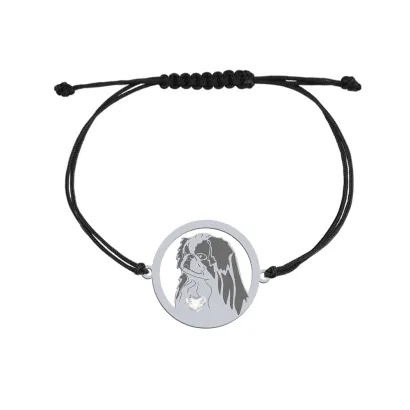 Silver Japanese Chin engraved string bracelet - MEJK Jewellery