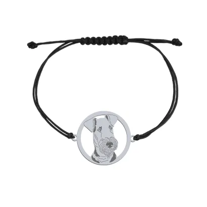 Silver Airedale Terrier engraved string bracelet - MEJK Jewellery