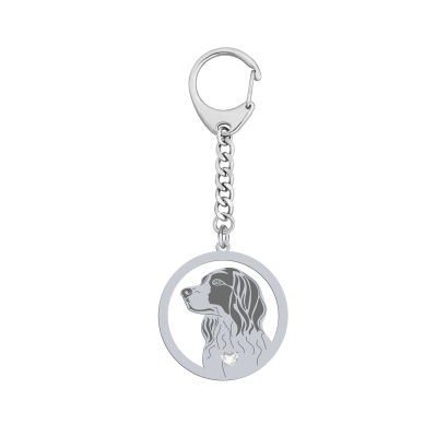 Silver Irish Red and White Setter engraved keyring - MEJK Jewellery