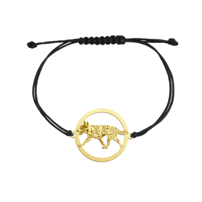 Bransoletka z Australian Cattle Dog srebro sznurek GRAWER GRATIS - MEJK Jewellery