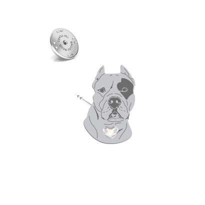 Silver Dogo Argentino pin with a heart - MEJK Jewellery