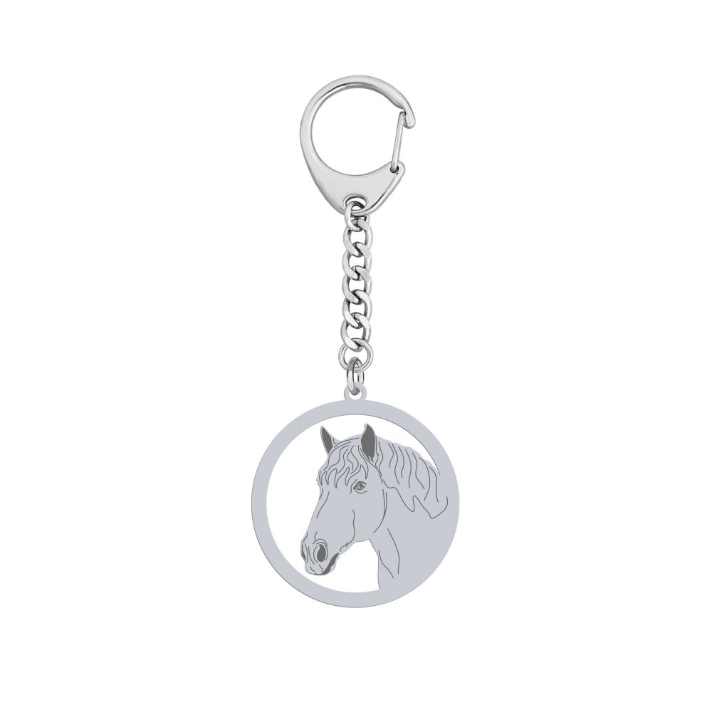Silver Percheron Horse keyring with, FREE ENGRAVING - MEJK Jewellery