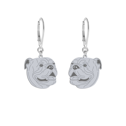 Kolczyki Bulldog Angielski srebro  pozłacane GRAWER GRATIS - MEJK Jewellery