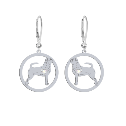 Silver Petit Brabancon earrings with a heart, FREE ENGRAVING - MEJK Jewellery