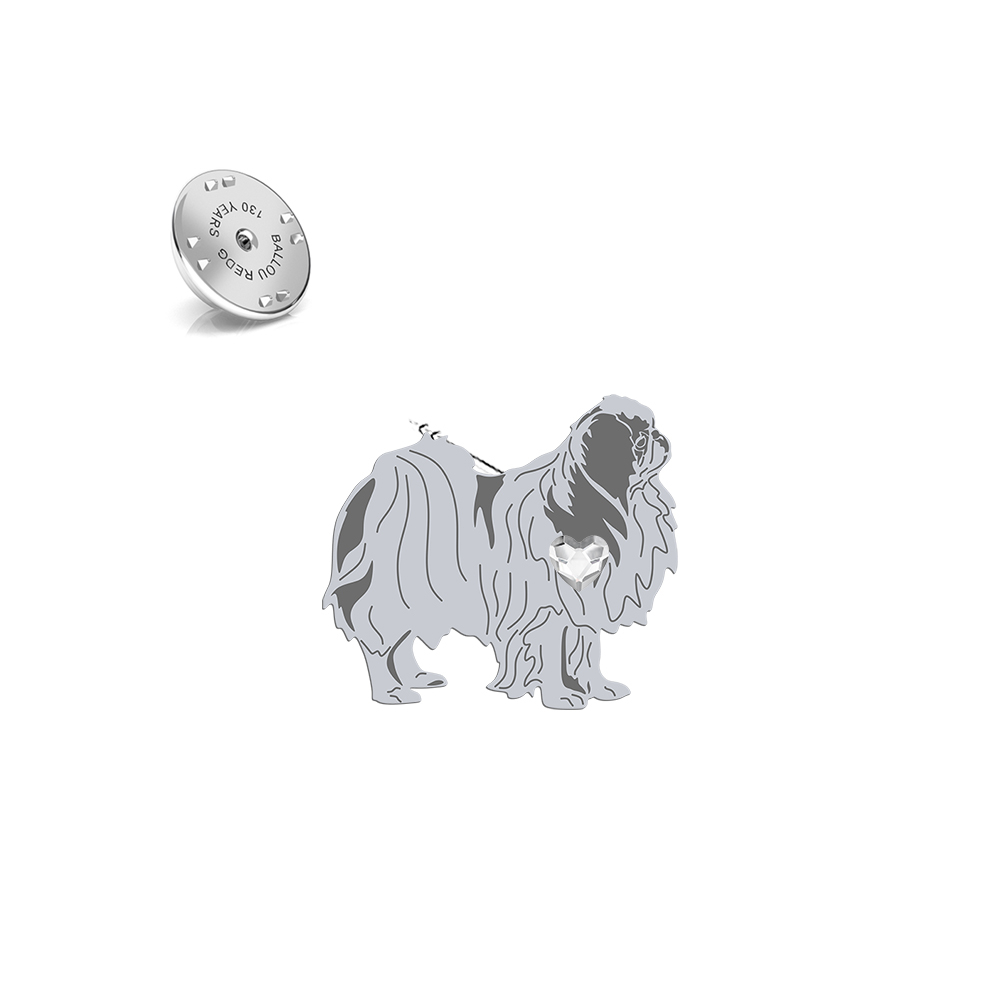 Silver Japanese Chin pin with a heart - MEJK Jewellery