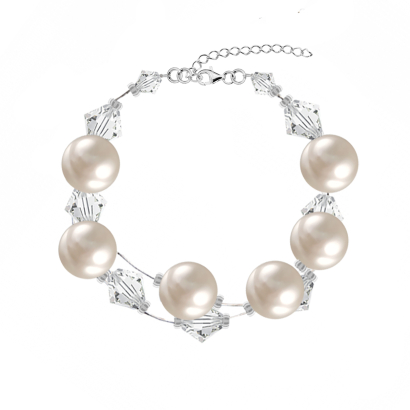 Bransoletka Biżuteria Ślubna z perłami kryształami SREBRO