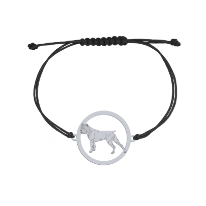 Silver Bandog engraved string bracelet - MEJK Jewellery