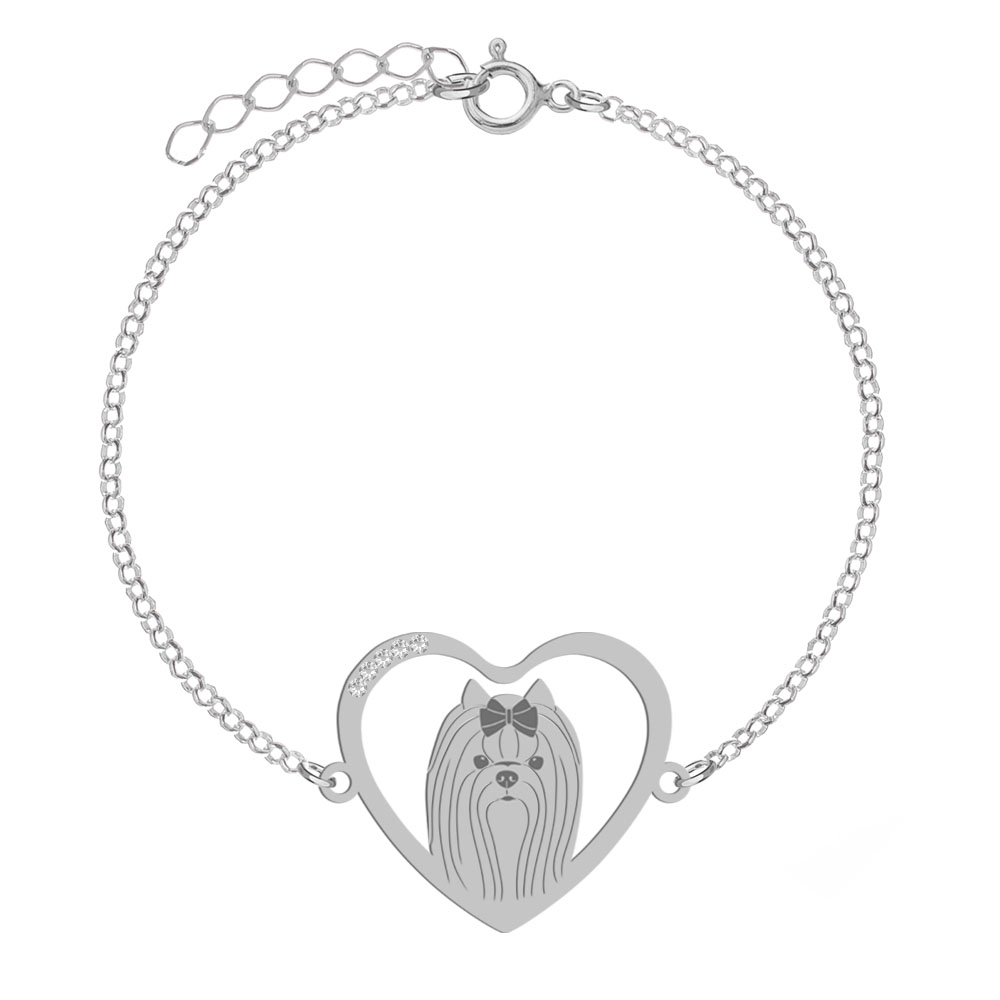 Silver Yorkshire Terrier bracelet FREE ENGRAVING - MEJK Jewellery
