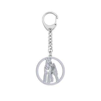 Silver Airedale Terrier engraved keyring - MEJK Jewellery