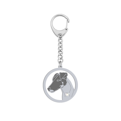 Silver Smooth Fox Terrier keyring, FREE ENGRAVING - MEJK Jewellery