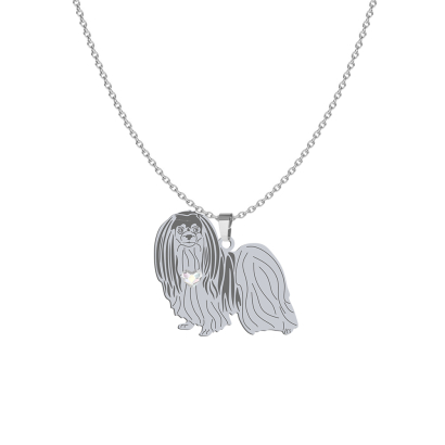 Silver Phalene necklace with a heart, FREE ENGRAVING - MEJK Jewellery