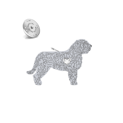 Silver Spanish Water Dog jewellery pin - MEJK Jewellery