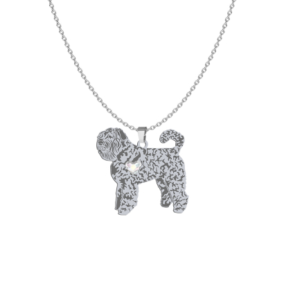 Silver Bouvier des Flandres necklace with a heart, FREE ENGRAVING - MEJK Jewellery