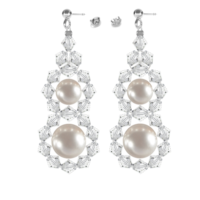 Kolczyki Biżuteria Ślubna z kryształami perłami srebro