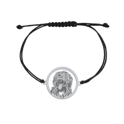Silver Briard engraved string bracelet with a heart - MEJK Jewellery