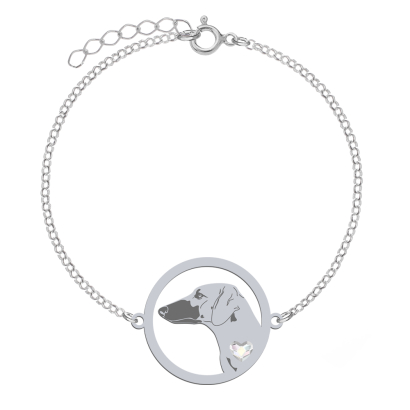 Silver Sloughi bracelet with a heart, FREE ENGRAVING - MEJK Jewellery