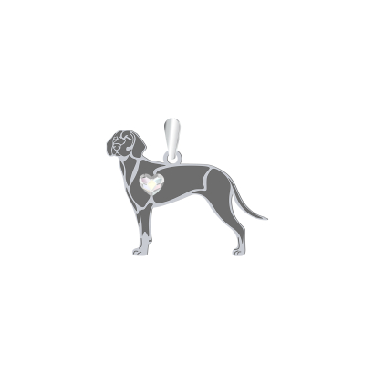 Silver Polish Hunting Dog pendant with a heart, FREE ENGRAVING - MEJK Jewellery