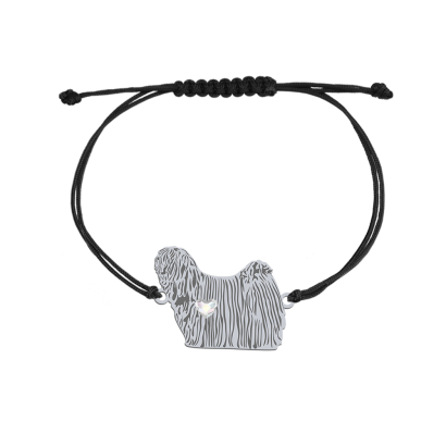 Bransoletka z psem Puli srebro sznurek GRAWER GRATIS - MEJK Jewellery