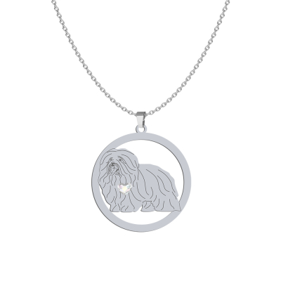 Silver Coton de Tulear engraved necklace with a heart - MEJK Jewellery