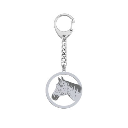 Silver Appaloosa Horse keyring with, FREE ENGRAVING - MEJK Jewellery