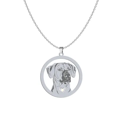 Silver Rhodesian Ridgeback necklace with a heart, FREE ENGRAVING - MEJK Jewellery