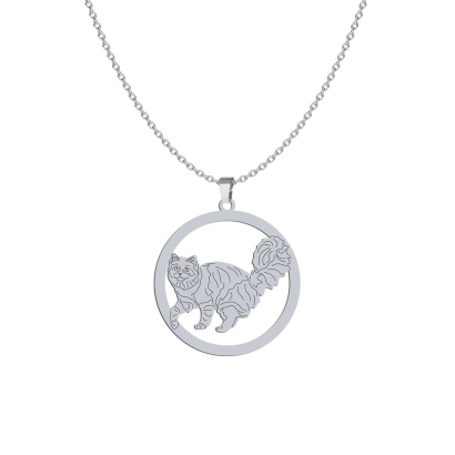 Silver Siberian Cat necklace, FREE ENGRAVING - MEJK Jewellery