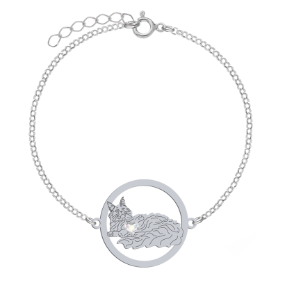 Silver Maine Coon Cat bracelet, FREE ENGRAVING - MEJK Jewellery