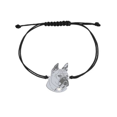 Bransoletka z psem Chongqing Dog srebro sznurek GRAWER GRATIS - MEJK Jewellery