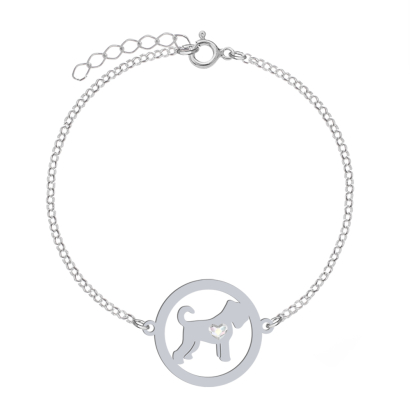 Bransoletka z psem sercem Black Russian Terrier srebro GRAWER GRATIS - MEJK Jewellery